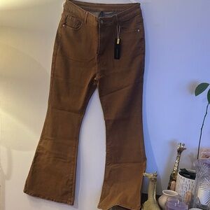 Elegant Tan Flare & Wide Leg Jeans